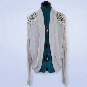 Abercrombie & Fitch Soft Knit Cardigan with Crocheted Lace Shoulders - One Size‎